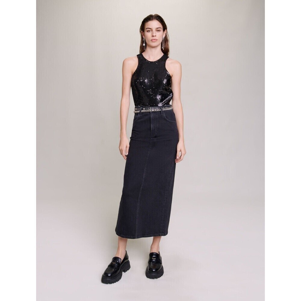 $235 Maje Noir Rhinestone Top Size 2/Medium NWT